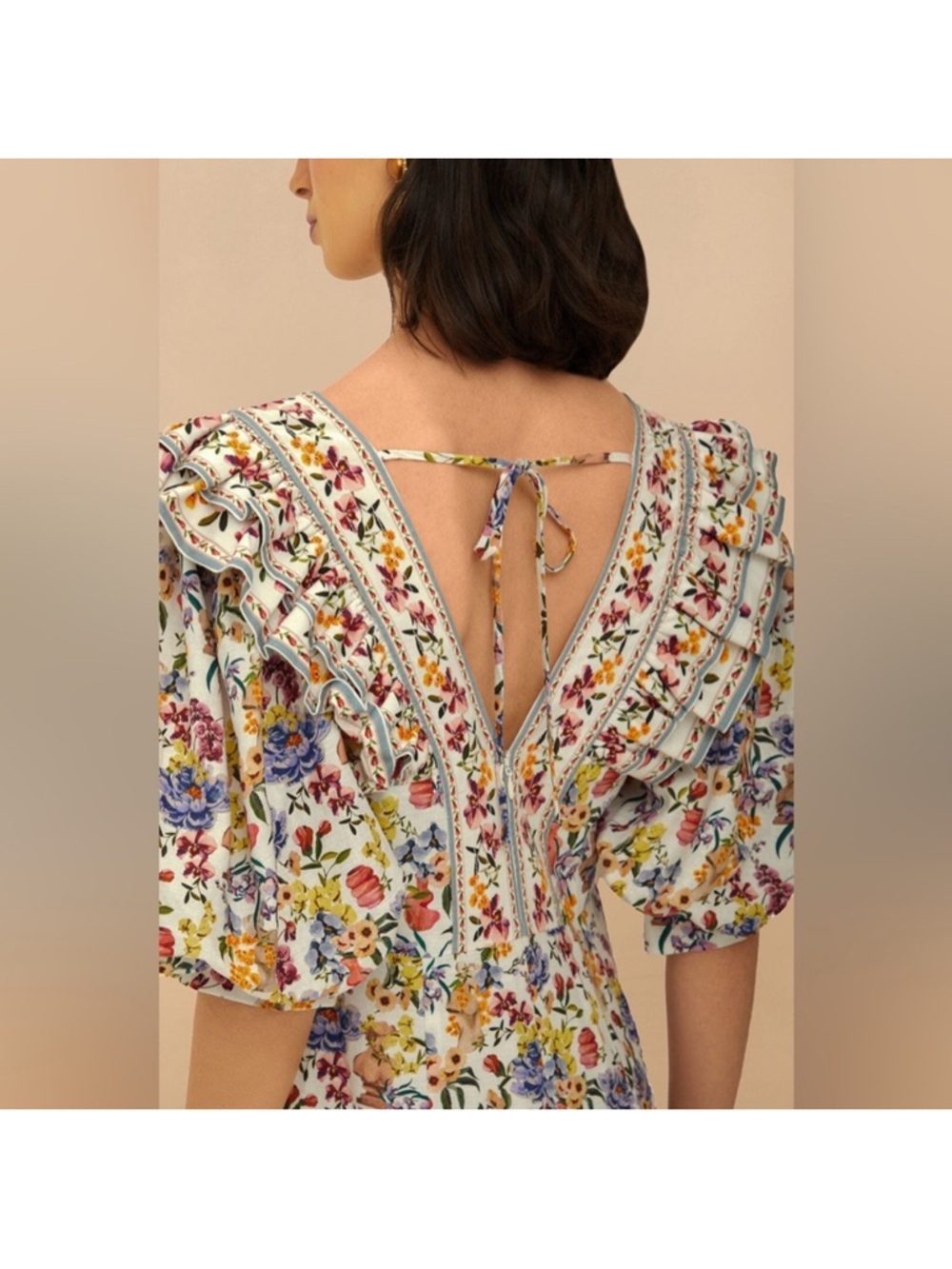 ‼️NEW Farm Rio Off-White Greek Garden Lenzing™ Ecovero™ Floral Mini Dress - Picture 4 of 14